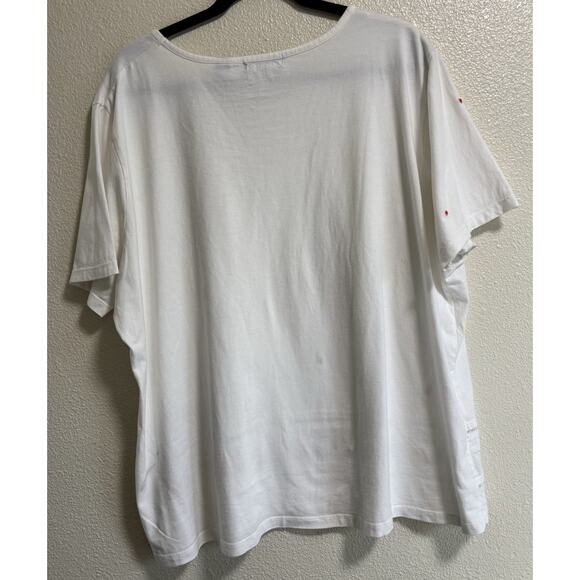 Karen Scott Women’s Plus Size 2X White Short Sleeve Floral Embroidered Top Shirt - Picture 2 of 7